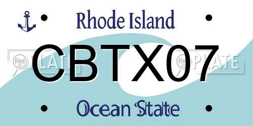 CBTX07 Rhode Island License Plate