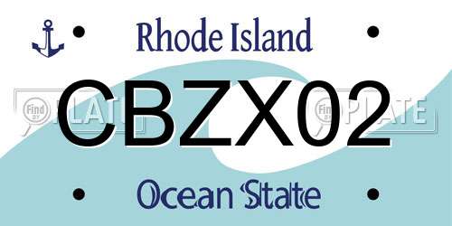 CBZX02 Rhode Island License Plate