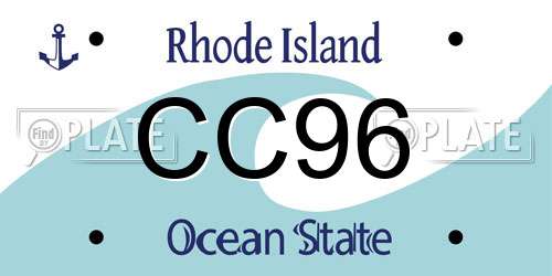 CC96 Rhode Island License Plate