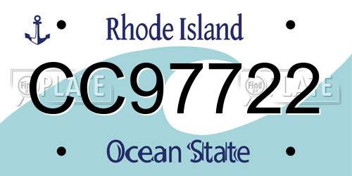 CC97722 Rhode Island License Plate