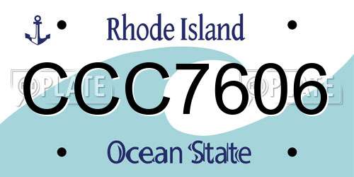 CCC7606 Rhode Island License Plate