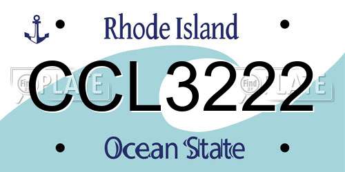 CCL3222 Rhode Island License Plate
