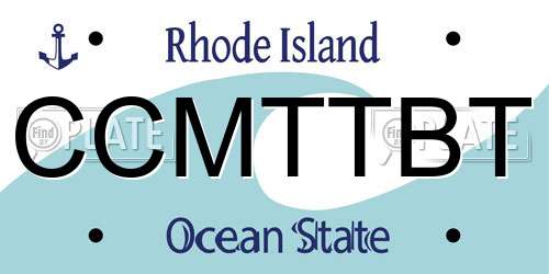 CCMTTBT Rhode Island License Plate