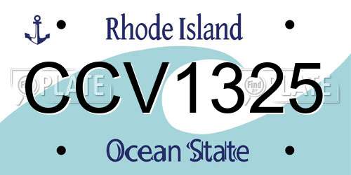CCV1325 Rhode Island License Plate