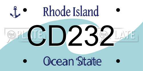 CD232 Rhode Island License Plate