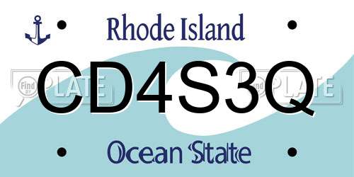CD4S3Q Rhode Island License Plate