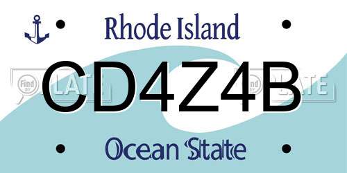 CD4Z4B Rhode Island License Plate