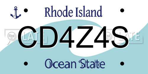 CD4Z4S Rhode Island License Plate