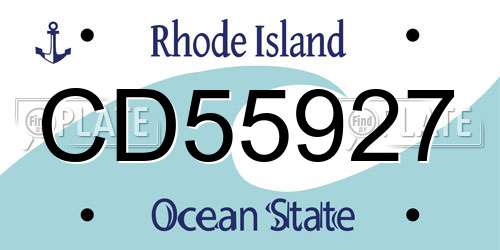 CD55927 Rhode Island License Plate