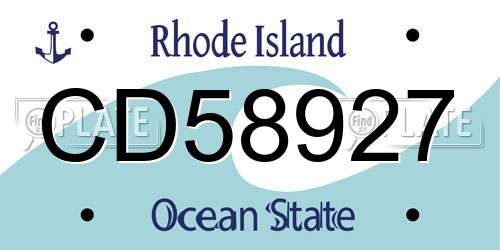 CD58927 Rhode Island License Plate