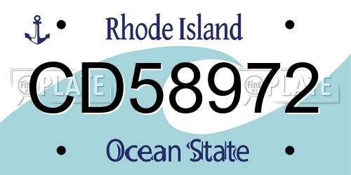 CD58972 Rhode Island License Plate