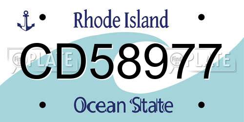 CD58977 Rhode Island License Plate