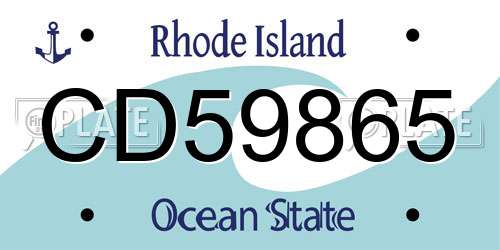 CD59865 Rhode Island License Plate