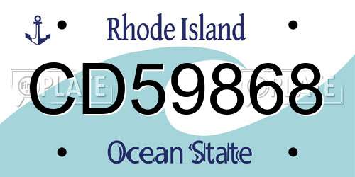 CD59868 Rhode Island License Plate