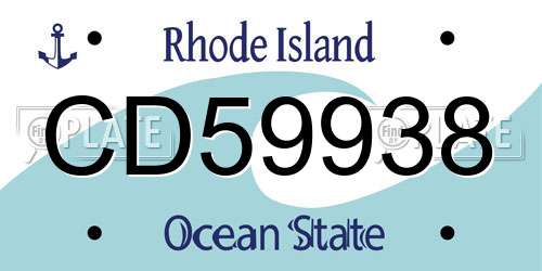 CD59938 Rhode Island License Plate
