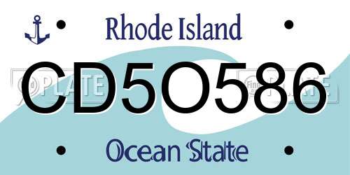 CD5O586 Rhode Island License Plate