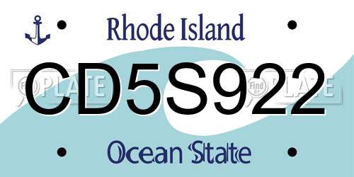 CD5S922 Rhode Island License Plate