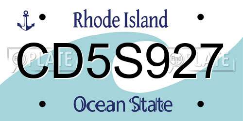 CD5S927 Rhode Island License Plate