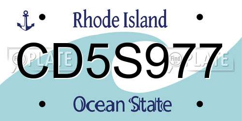 CD5S977 Rhode Island License Plate