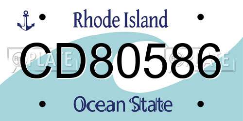 CD80586 Rhode Island License Plate
