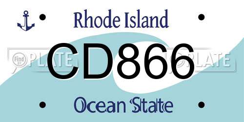 CD866 Rhode Island License Plate