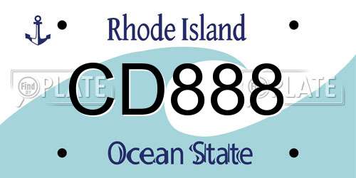 CD888 Rhode Island License Plate