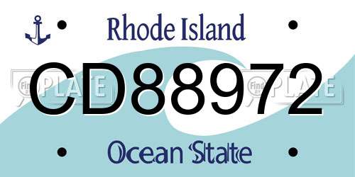 CD88972 Rhode Island License Plate