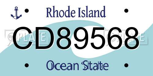 CD89568 Rhode Island License Plate
