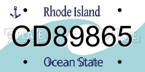 CD89865 Rhode Island License Plate