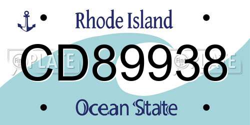 CD89938 Rhode Island License Plate