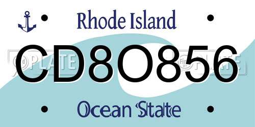CD8O856 Rhode Island License Plate