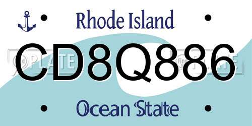 CD8Q886 Rhode Island License Plate