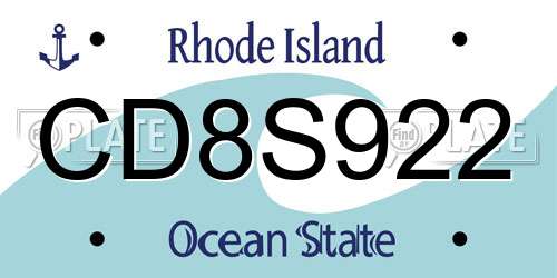 CD8S922 Rhode Island License Plate