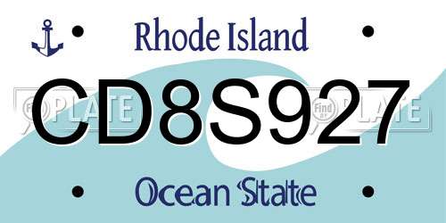 CD8S927 Rhode Island License Plate