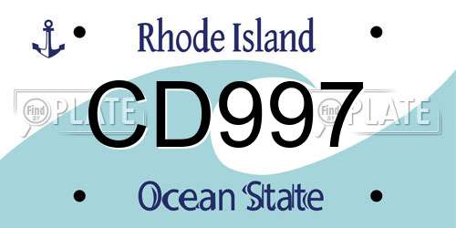 CD997 Rhode Island License Plate