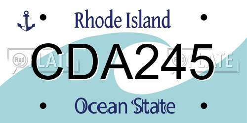 CDA245 Rhode Island License Plate