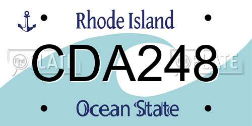 CDA248 Rhode Island License Plate