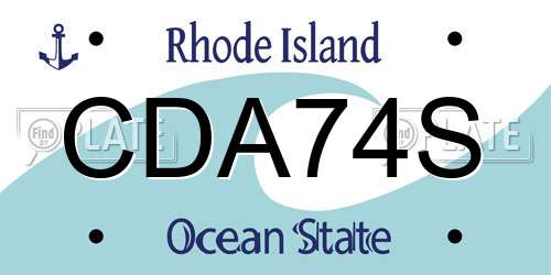 CDA74S Rhode Island License Plate