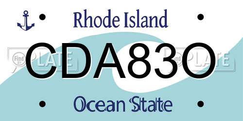 CDA83O Rhode Island License Plate