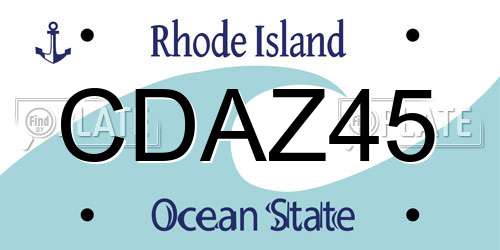 CDAZ45 Rhode Island License Plate