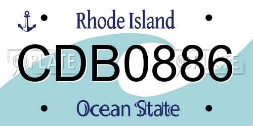 CDB0886 Rhode Island License Plate