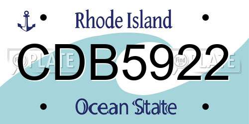 CDB5922 Rhode Island License Plate