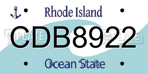 CDB8922 Rhode Island License Plate
