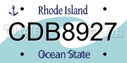 CDB8927 Rhode Island License Plate
