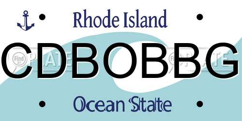 CDBOBBG Rhode Island License Plate