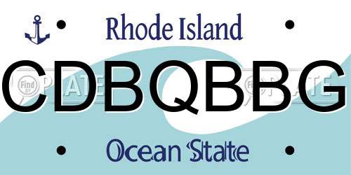 CDBQBBG Rhode Island License Plate
