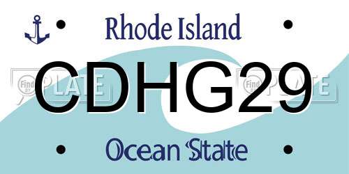 CDHG29 Rhode Island License Plate