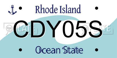 CDY05S Rhode Island License Plate
