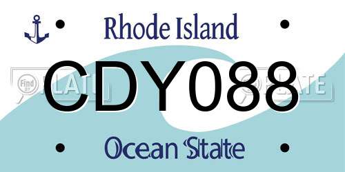 CDY088 Rhode Island License Plate