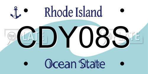 CDY08S Rhode Island License Plate